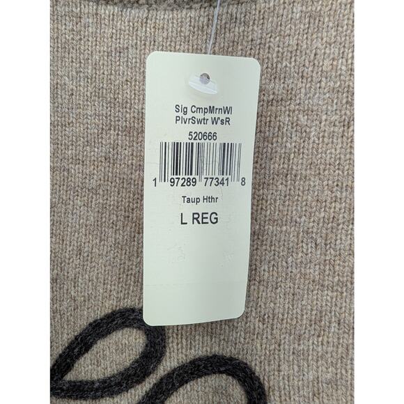 NWT L.L. Bean Women's Signature Camp Merino Wool Pullover Sweater Taupe size L - Picture 5 of 7